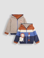 JoJo Maman Bébé Denim Lion Appliqué Reversible Hoodie - Image 9 of 16