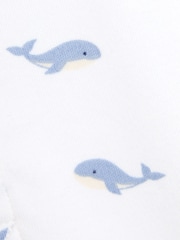 JoJo Maman Bébé White Whale Print 100% Cotton Polo Shirt Bodysuit - Image 3 of 3