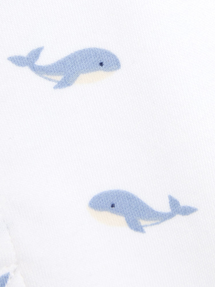 JoJo Maman Bébé White Whale Print 100% Cotton Polo Shirt Bodysuit - Image 3 of 3