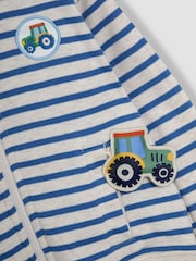 JoJo Maman Bébé Natural Tractor Appliqué Reversible Hoodie - Image 8 of 8