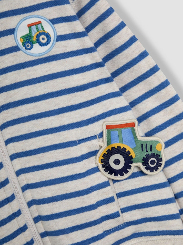 JoJo Maman Bébé Natural Tractor Appliqué Reversible Hoodie - Image 8 of 8