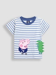 JoJo Maman Bébé Blue Peppa Pig Novelty Appliqué T-Shirt - Image 1 of 3