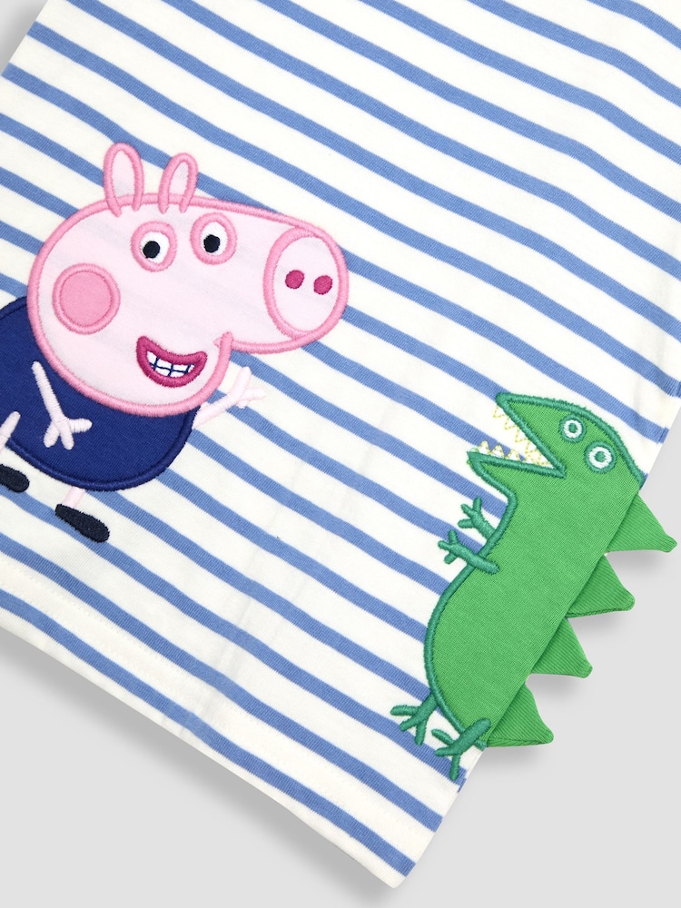 JoJo Maman Bébé Blue Peppa Pig Novelty Appliqué T-Shirt - Image 3 of 3