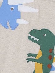 JoJo Maman Bébé Natural Marl Dino Dino Scene Romper - Image 3 of 3