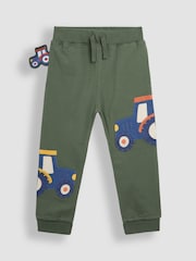 JoJo Maman Bébé Khaki Green Tractor Fitted Appliqué Joggers - Image 2 of 3