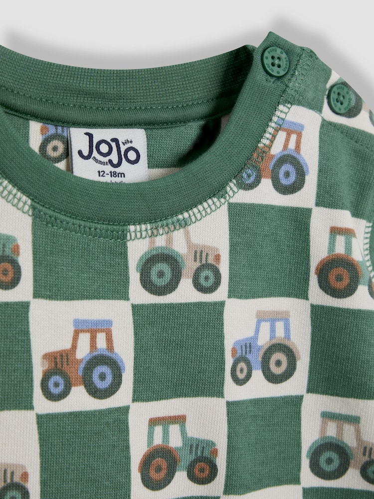 Зеленый - JoJo Maman Bébé Толстовка в шахматном порядке 100% Хлопок - Изображение 3 из 3