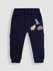 JoJo Maman Bébé Navy Blue Dinosaur Badge Cargo Joggers - Image 2 of 4