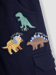 JoJo Maman Bébé Navy Blue Dinosaur Badge Cargo Joggers - Image 3 of 4