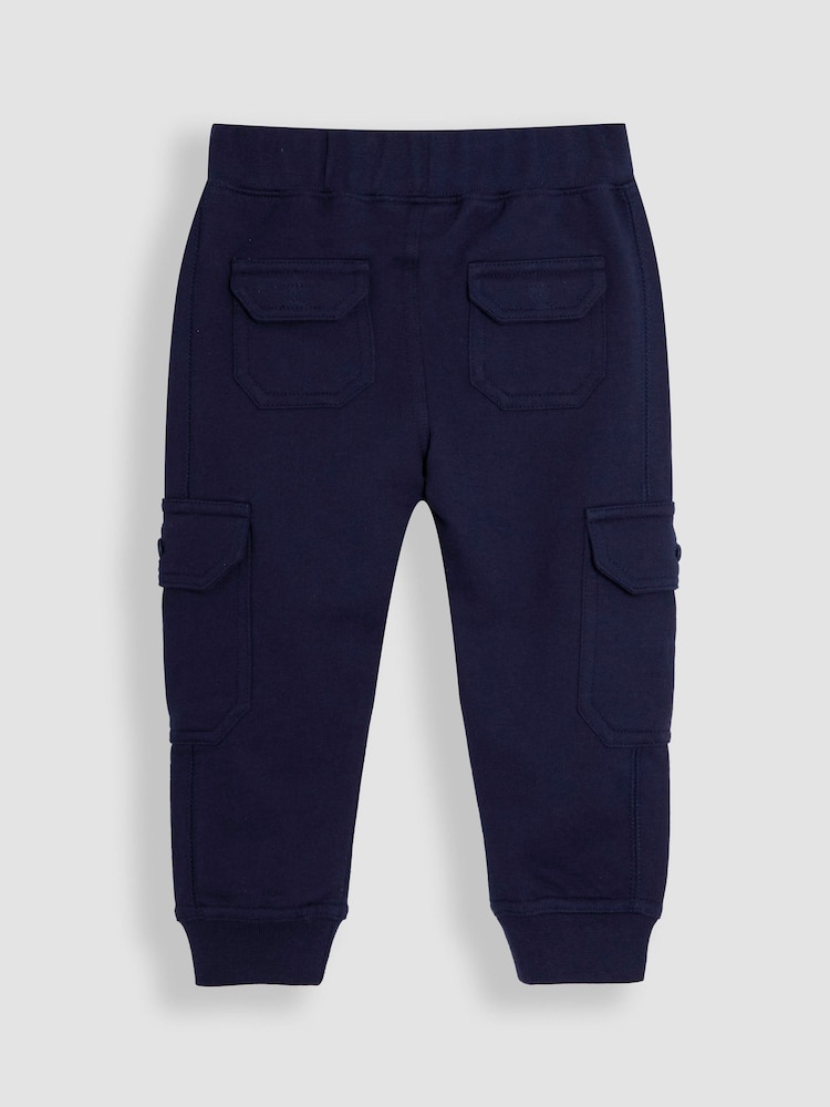 JoJo Maman Bébé Navy Blue Dinosaur Badge Cargo Joggers - Image 4 of 4