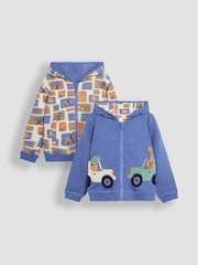 JoJo Maman Bébé Denim Safari Animals Appliqué Reversible Hoodie - Image 1 of 8