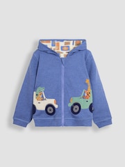 JoJo Maman Bébé Denim Safari Animals Appliqué Reversible Hoodie - Image 2 of 8