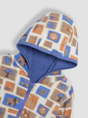 JoJo Maman Bébé Denim Safari Animals Appliqué Reversible Hoodie - Image 8 of 8