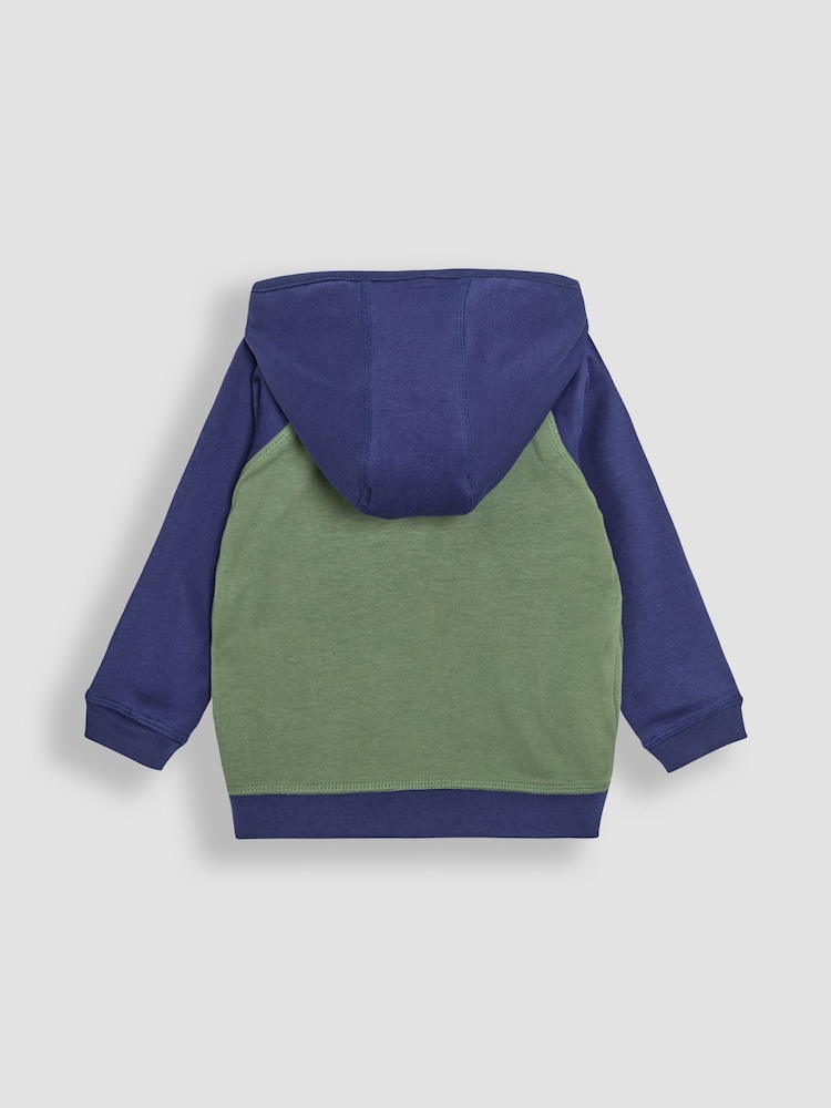 JoJo Maman Bébé Navy Tractor Appliqué Reversible Hoodie - Image 3 of 8