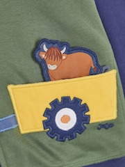 JoJo Maman Bébé Navy Tractor Appliqué Reversible Hoodie - Image 8 of 8
