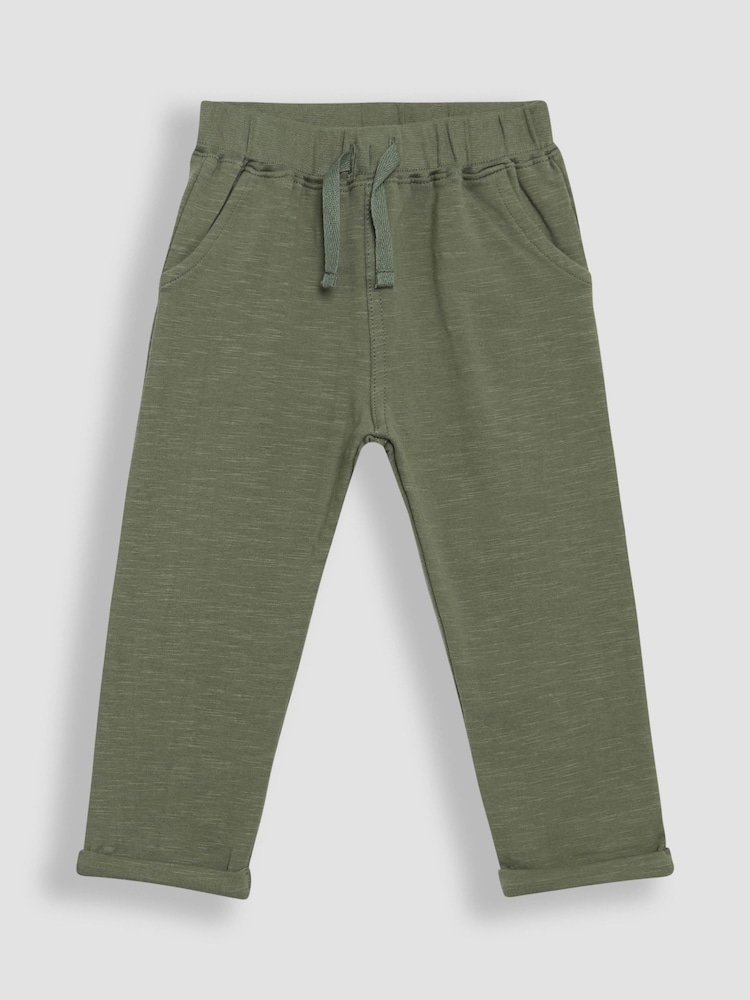 JoJo Maman Bébé Khaki Green & Navy Blue 2-Pack Relaxed Fit Turn Up Joggers - Image 2 of 7