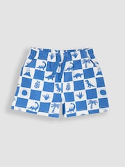 JoJo Maman Bébé Blue Dino & Navy Blue 2-Pack Printed & Plain Shorts - Image 2 of 5