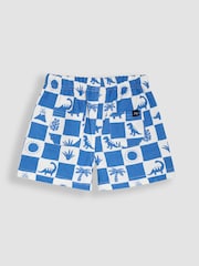 JoJo Maman Bébé Blue Dino & Navy Blue 2-Pack Printed & Plain Shorts - Image 3 of 5
