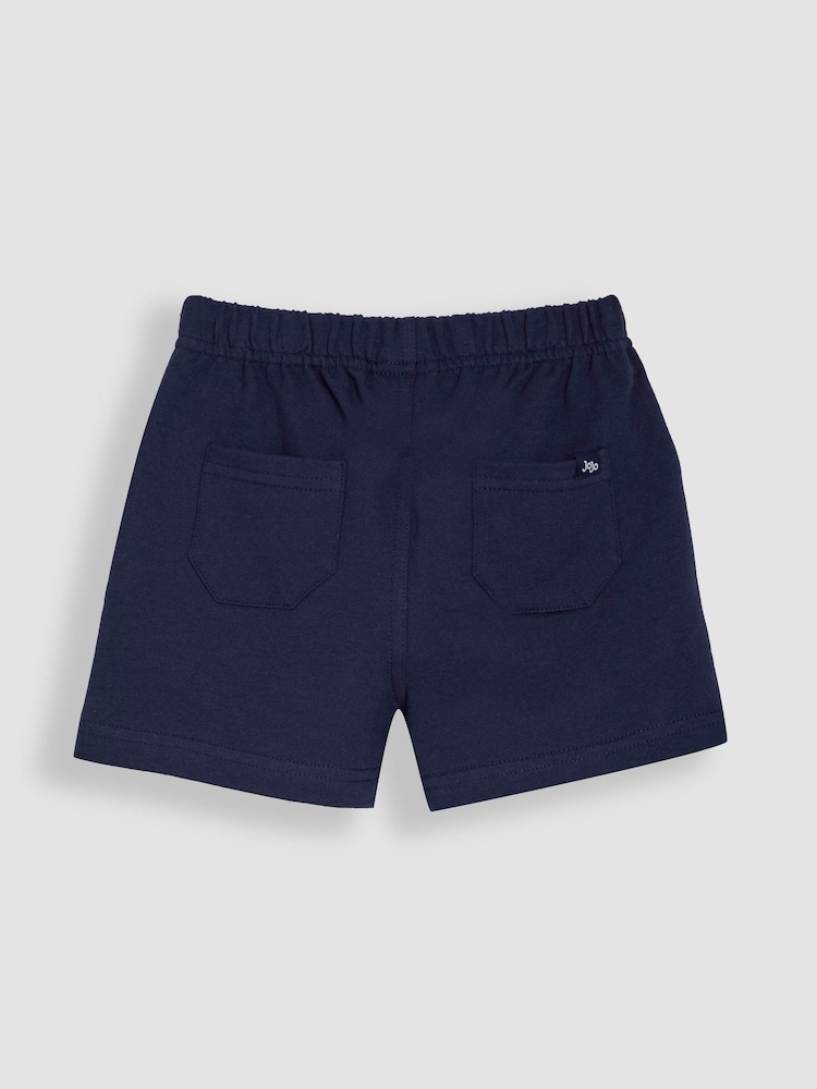JoJo Maman Bébé Blue Dino & Navy Blue 2-Pack Printed & Plain Shorts - Image 5 of 5