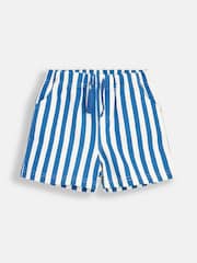 JoJo Maman Bébé Blue Stripe & Navy Blue 2-Pack Stripe Jogger Shorts - Image 2 of 5