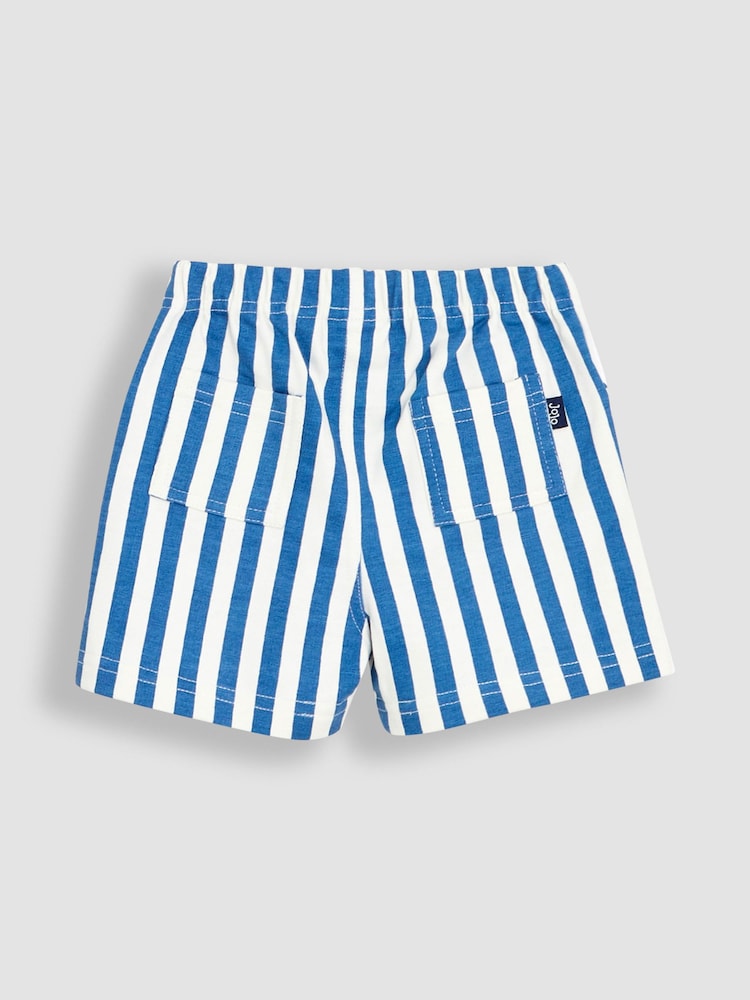 JoJo Maman Bébé Blue Stripe & Navy Blue 2-Pack Stripe Jogger Shorts - Image 3 of 5