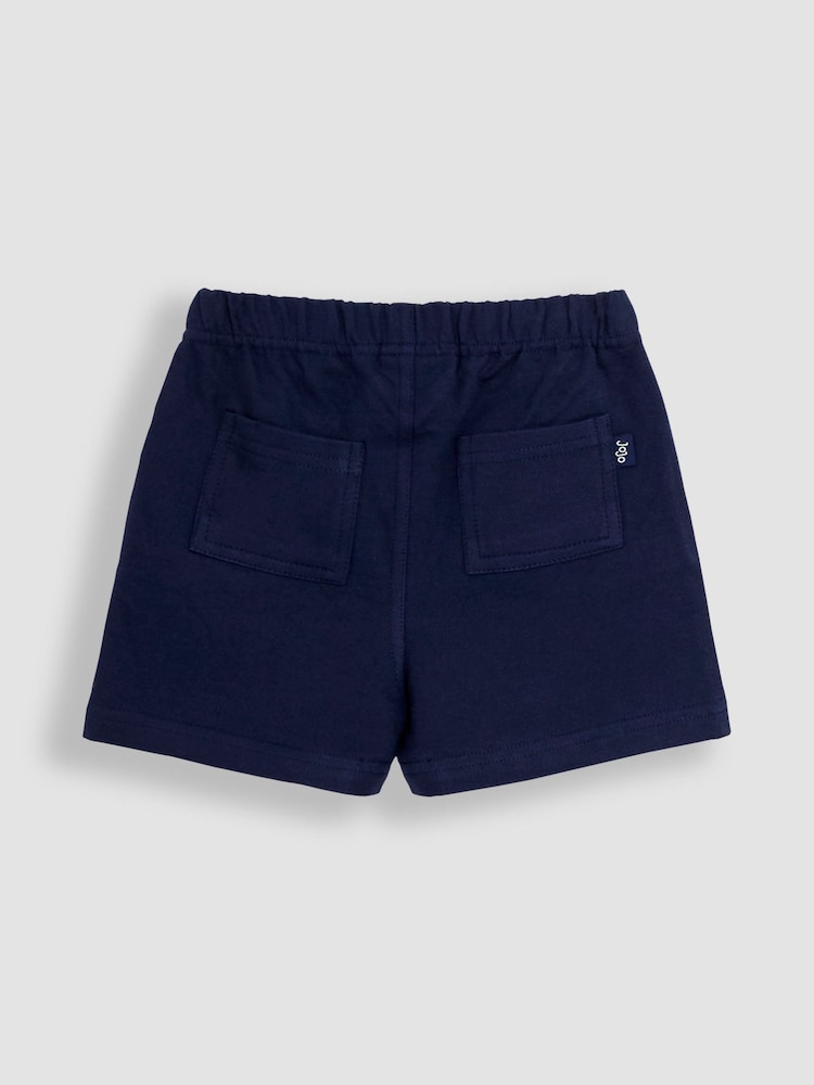 JoJo Maman Bébé Blue Stripe & Navy Blue 2-Pack Stripe Jogger Shorts - Image 5 of 5