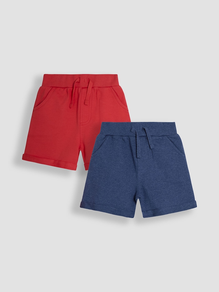 JoJo Maman Bébé Royal Blue & Red 2-Pack Jogger Shorts - Image 1 of 5