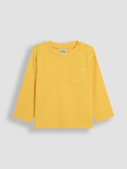 JoJo Maman Bébé Grey & Yellow Printed & Plain 100% Cotton Tops 2 Pack - Image 2 of 7