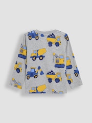 JoJo Maman Bébé Grey & Yellow Printed & Plain 100% Cotton Tops 2 Pack - Image 5 of 7