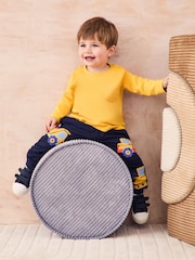 JoJo Maman Bébé Grey & Yellow Printed & Plain 100% Cotton Tops 2 Pack - Image 6 of 7