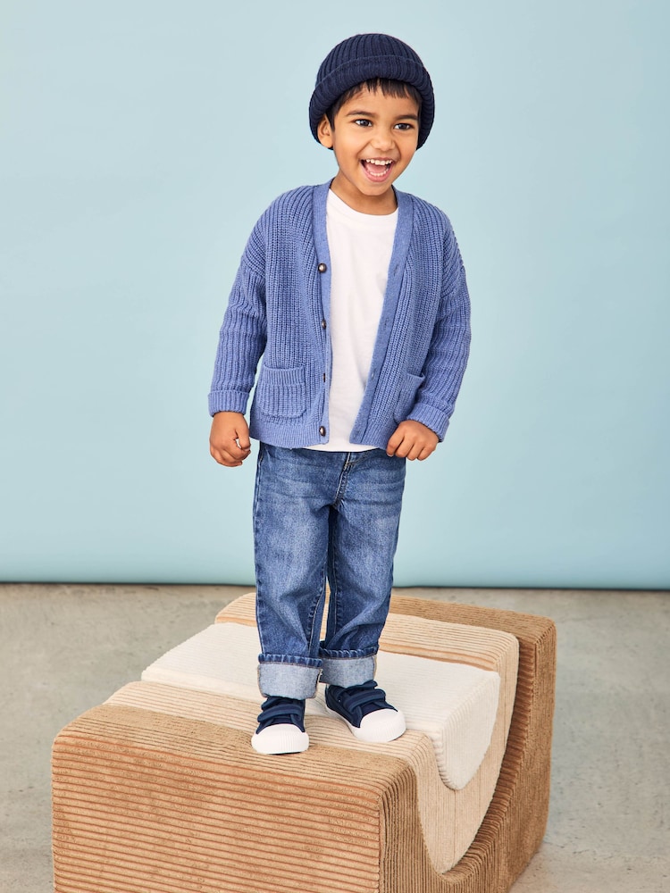 JoJo Maman Bébé Blue Classic Cardigan - Image 2 of 9 JoJo Maman Bébé Blue Classic Cardigan - Image 2 of 9