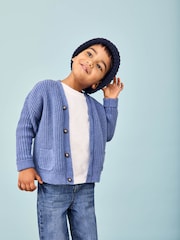 JoJo Maman Bébé Blue Classic Cardigan - Image 3 of 9