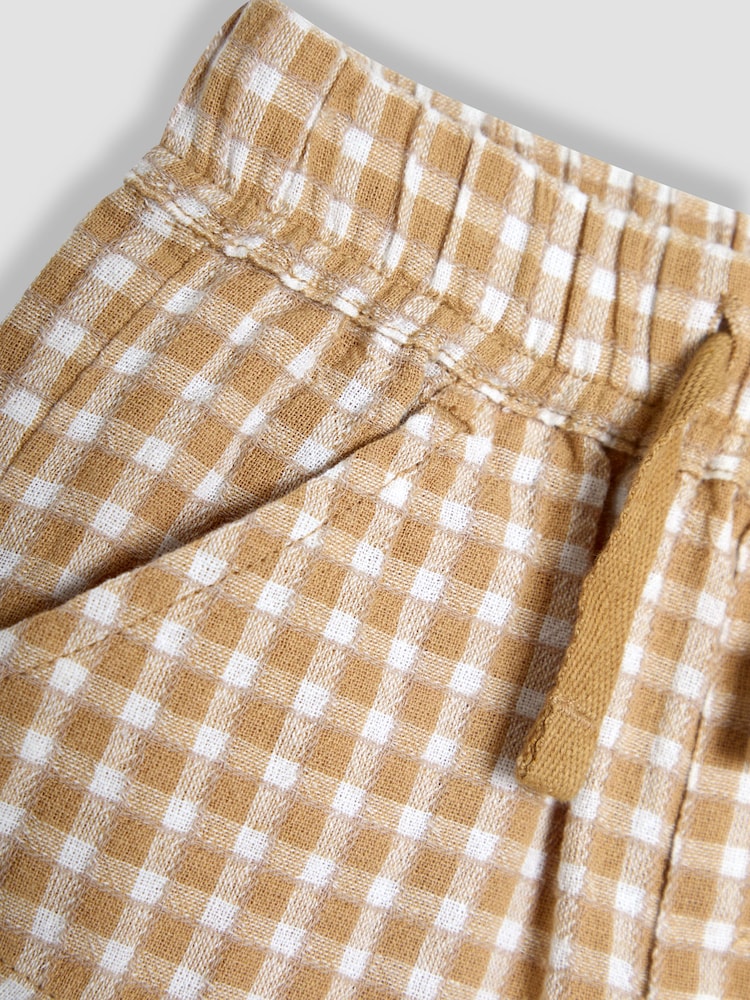 JoJo Maman Bébé Muted Brown Check Textured Gingham Shorts - Image 3 of 3