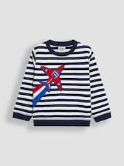 JoJo Maman Bébé Navy Ecru Stripe Arrows Stripe 100% Cotton Sweatshirt - Image 1 of 3