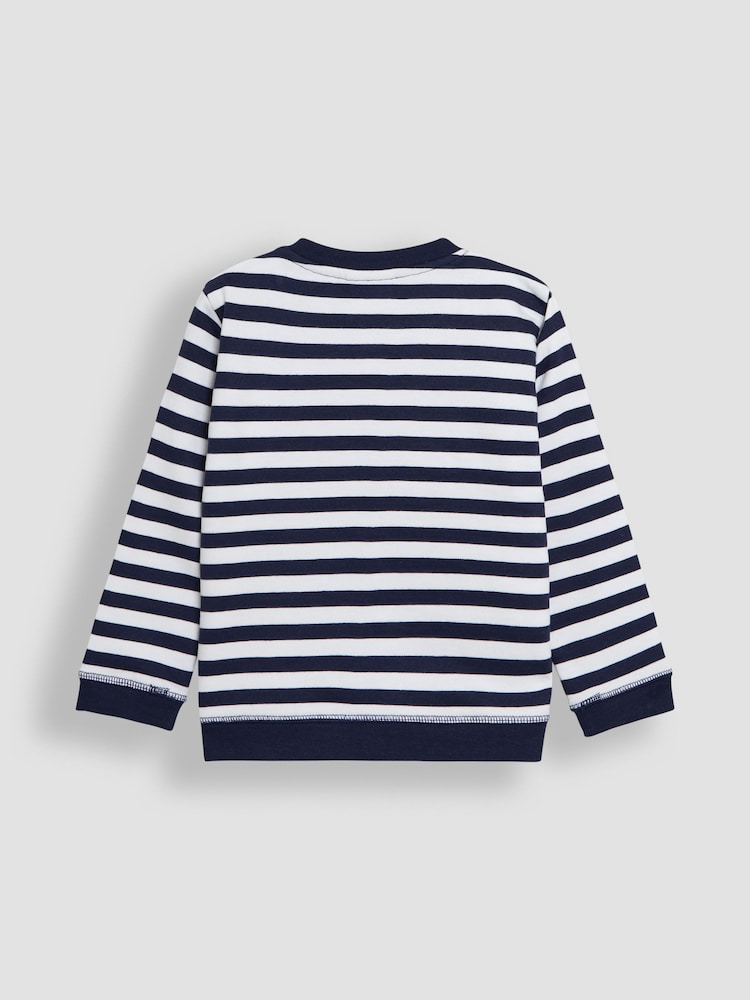 JoJo Maman Bébé Navy Ecru Stripe Arrows Stripe 100% Cotton Sweatshirt - Image 2 of 3