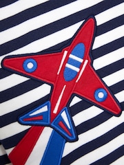 JoJo Maman Bébé Navy Ecru Stripe Arrows Stripe 100% Cotton Sweatshirt - Image 3 of 3