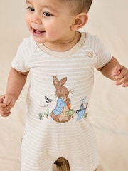 JoJo Maman Bébé Stone Peter Rabbit™ Appliqué 100% Cotton Romper - Image 3 of 3
