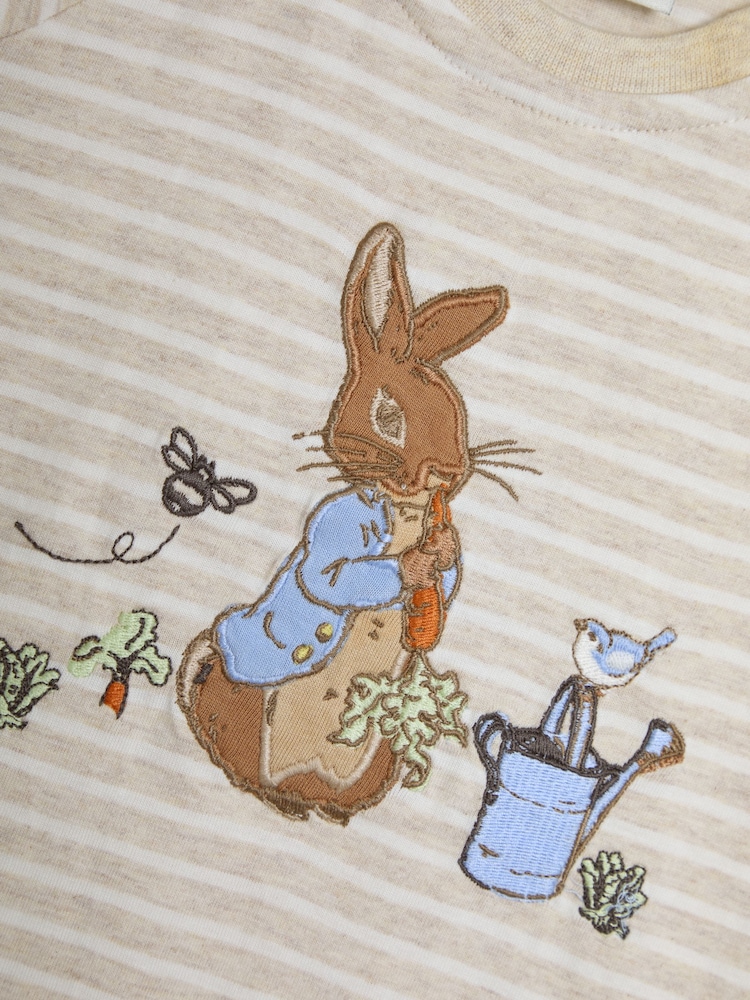 JoJo Maman Bébé Stone Peter Rabbit™ Appliqué 100% Cotton Romper - Image 3 of 3