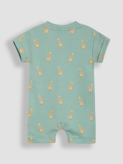 JoJo Maman Bébé Sage Green Giraffe Ribbed 100% Cotton Romper - Image 2 of 3