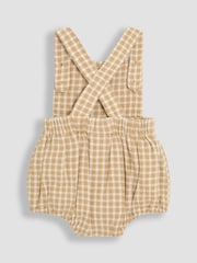 JoJo Maman Bébé Brown Textured Gingham 100% Cotton Romper Set - Image 4 of 9