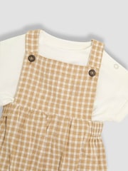 JoJo Maman Bébé Brown Textured Gingham 100% Cotton Romper Set - Image 8 of 9