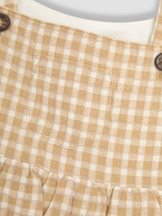 JoJo Maman Bébé Brown Textured Gingham 100% Cotton Romper Set - Image 9 of 9