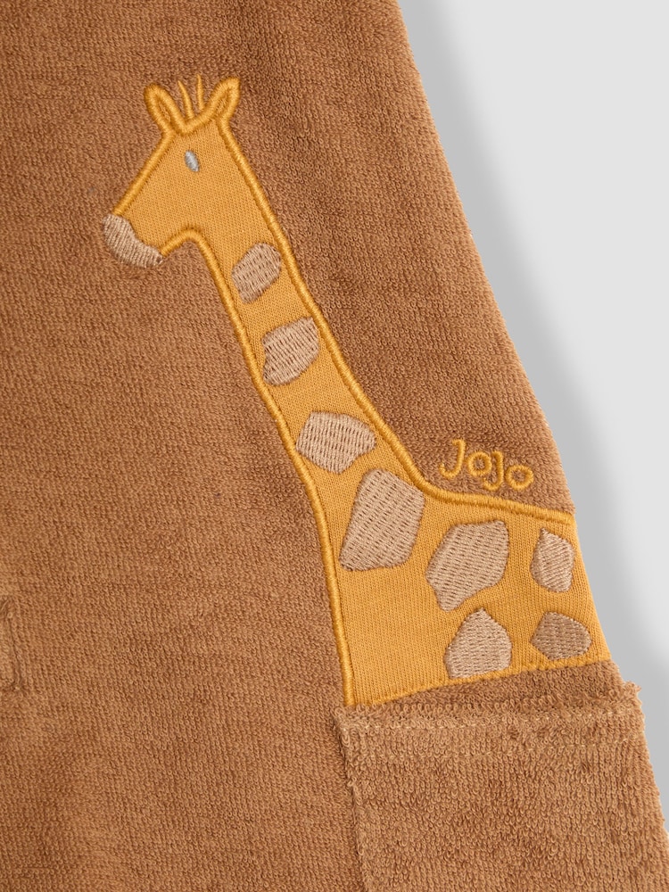 JoJo Maman Bébé Brown Giraffe Appliqué Sleeveless Towelling Romper - Image 3 of 3