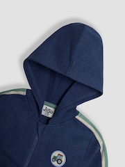 JoJo Maman Bébé Denim Tractor Badge Zip Up Hoodie - Image 3 of 3