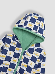 JoJo Maman Bébé Green Construction Vehicle Appliqué Reversible Hoodie - Image 8 of 8
