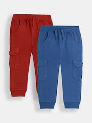 JoJo Maman Bébé Rust Orange & Royal Blue 2-Pack Cargo Joggers - Image 1 of 5