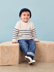 Jojo Maman Bébé Cream Breton Stripe Jumper - Image 1 of 8