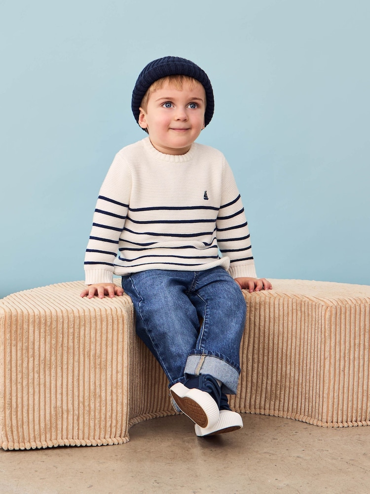 Jojo Maman Bébé Cream Breton Stripe Jumper - Image 1 of 8