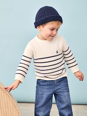 Jojo Maman Bébé Cream Breton Stripe Jumper - Image 2 of 8