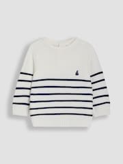 Jojo Maman Bébé Cream Breton Stripe Jumper - Image 6 of 8
