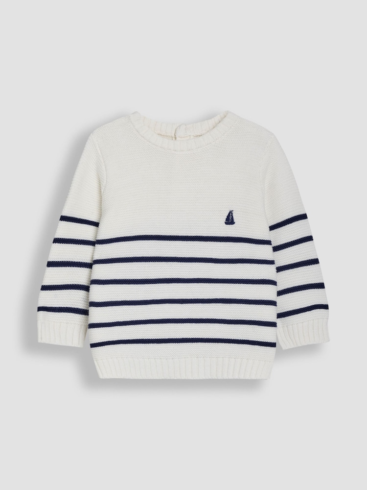 Jojo Maman Bébé Cream Breton Stripe Jumper - Image 6 of 8